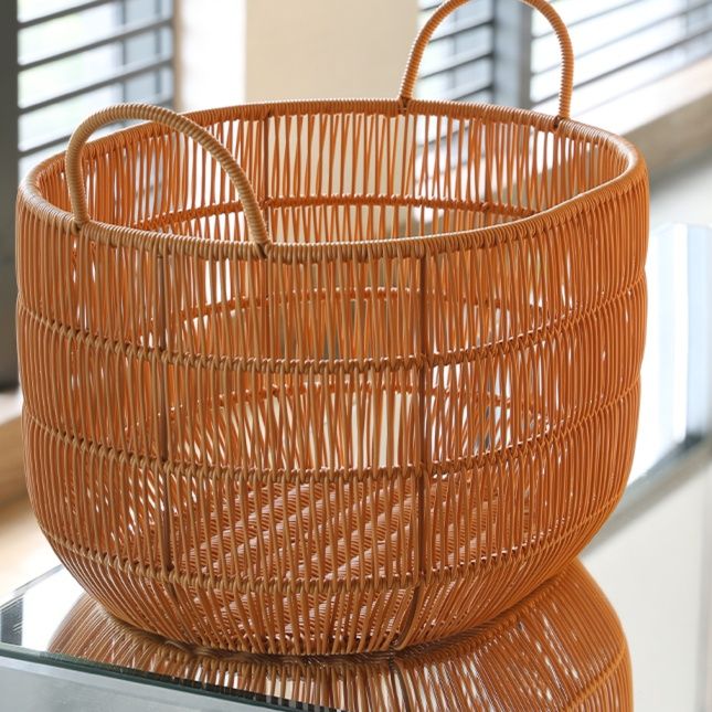 ランドリーバスケット 和モダン 持ち手付き収納かご