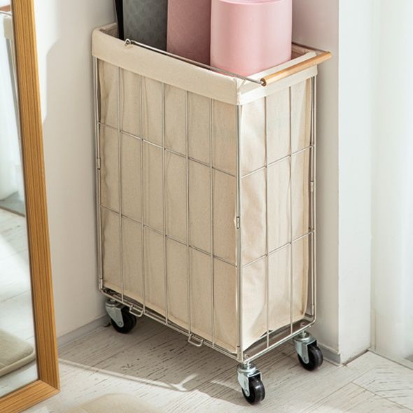 ランドリーバスケット 伸縮取っ手付き移動式洗濯かご