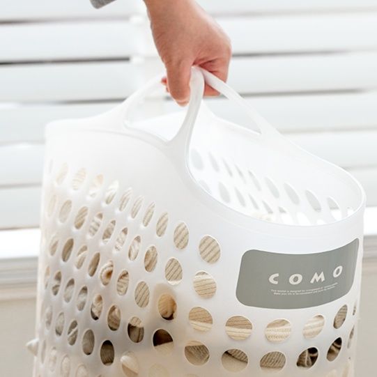 ランドリーバスケット 穴あき収納かご 持ち手付き整理バスケット