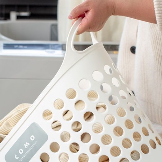 ランドリーバスケット 穴あき収納かご 持ち手付き整理バスケット