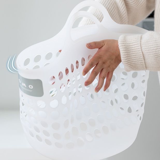 ランドリーバスケット 穴あき収納かご 持ち手付き整理バスケット