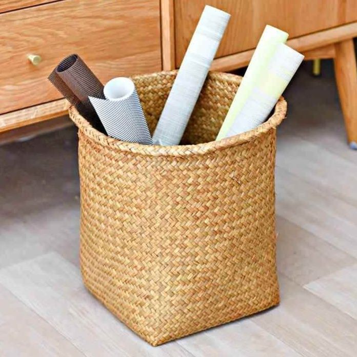 ランドリーバスケット 職人編み込み収納かご