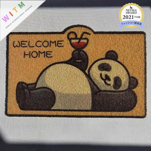 パンダ柄玄関マット バスマット 吸水 滑り止め付き 丸洗い可能