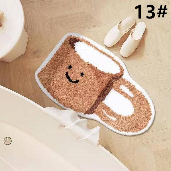 可愛い猫柄吸水バスマット滑り止め付き丸洗い対応