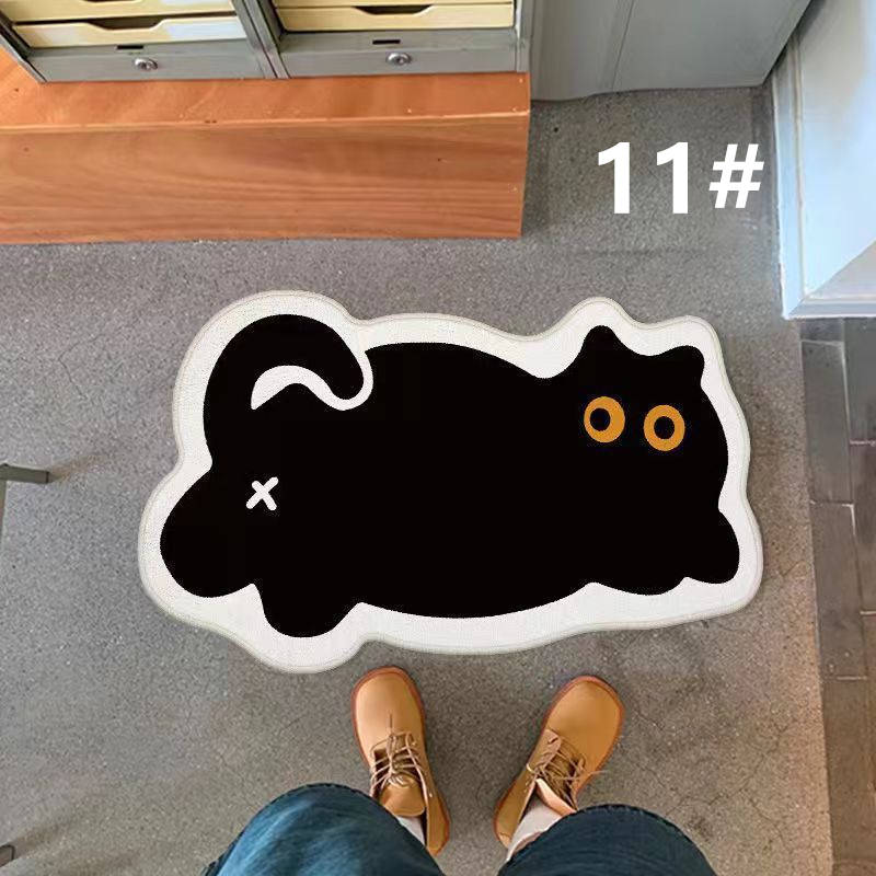 可愛い猫柄吸水バスマット滑り止め付き丸洗い対応