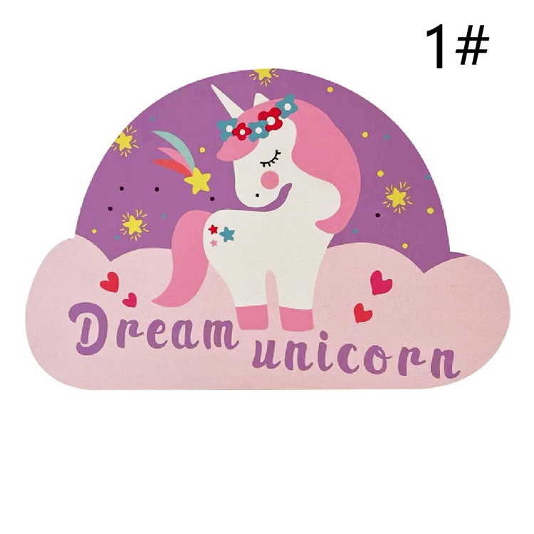 可愛いユニコーン柄バスマット滑り止め付き丸洗い可