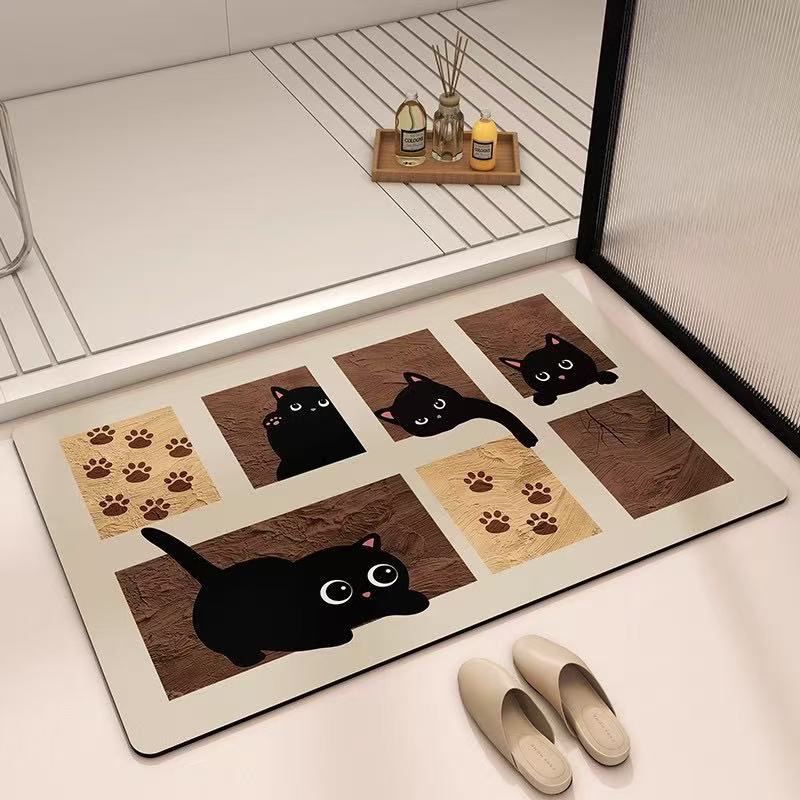 バスマット 猫のひょっこり珪藻土バスマット