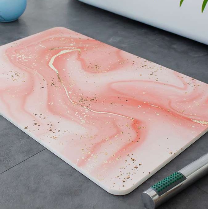  瞬間吸水マーブル模様珪藻土バスマット