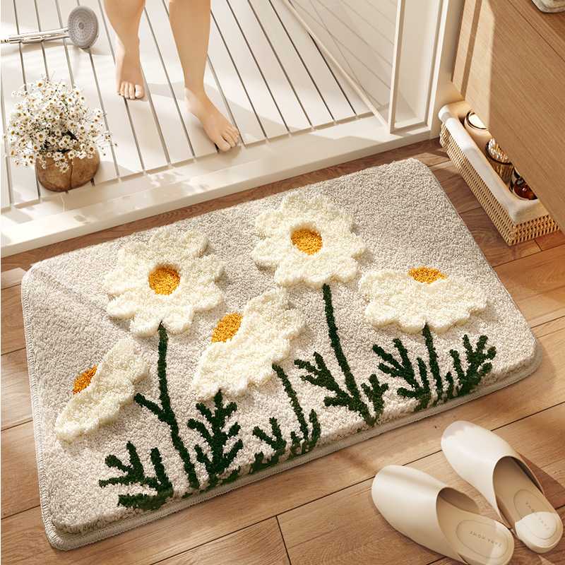 バスマット 花模様ふわふわバスマット