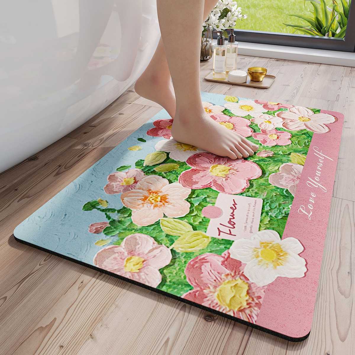 バスマット 花舞い珪藻土バスマット
