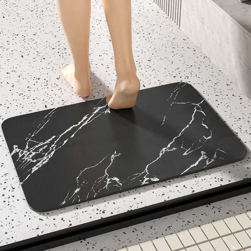 バスマット 大理石模様の速乾バスマット