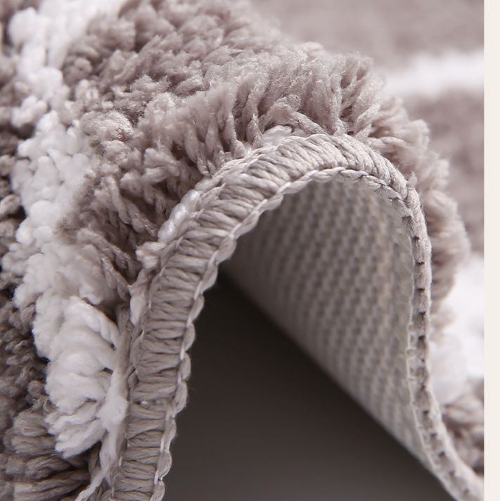  幾何学模様ふわふわタオル地バスマット