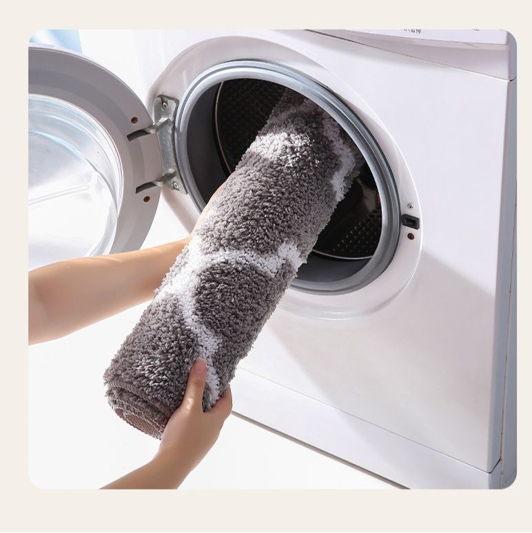  幾何学模様ふわふわタオル地バスマット