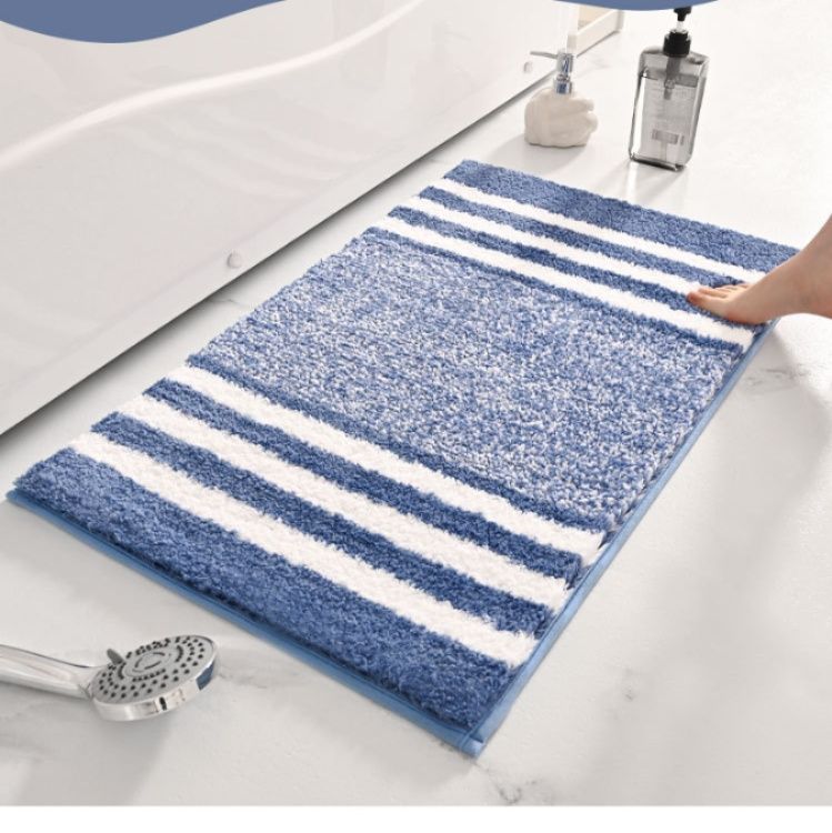 縞模様ふわふわタオル地バスマット