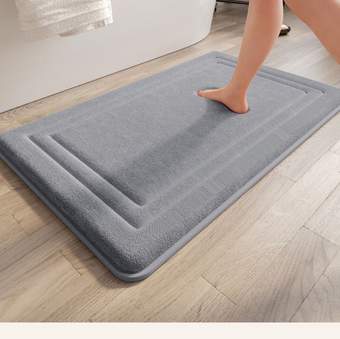 バスマット ふわふわ高密度記憶綿入り滑り止め付きタオル地足拭きマット