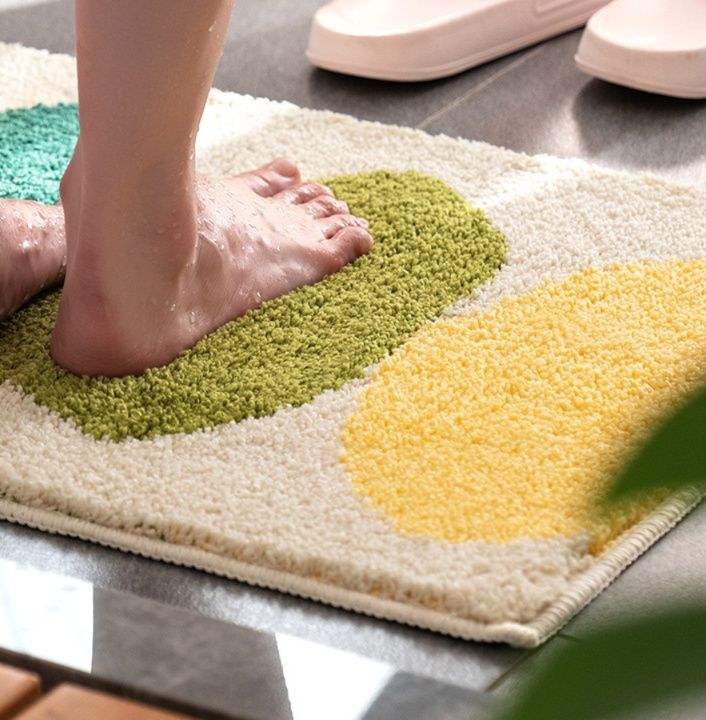 バスマット 北欧風モダン円形デザインタオル地バスマット