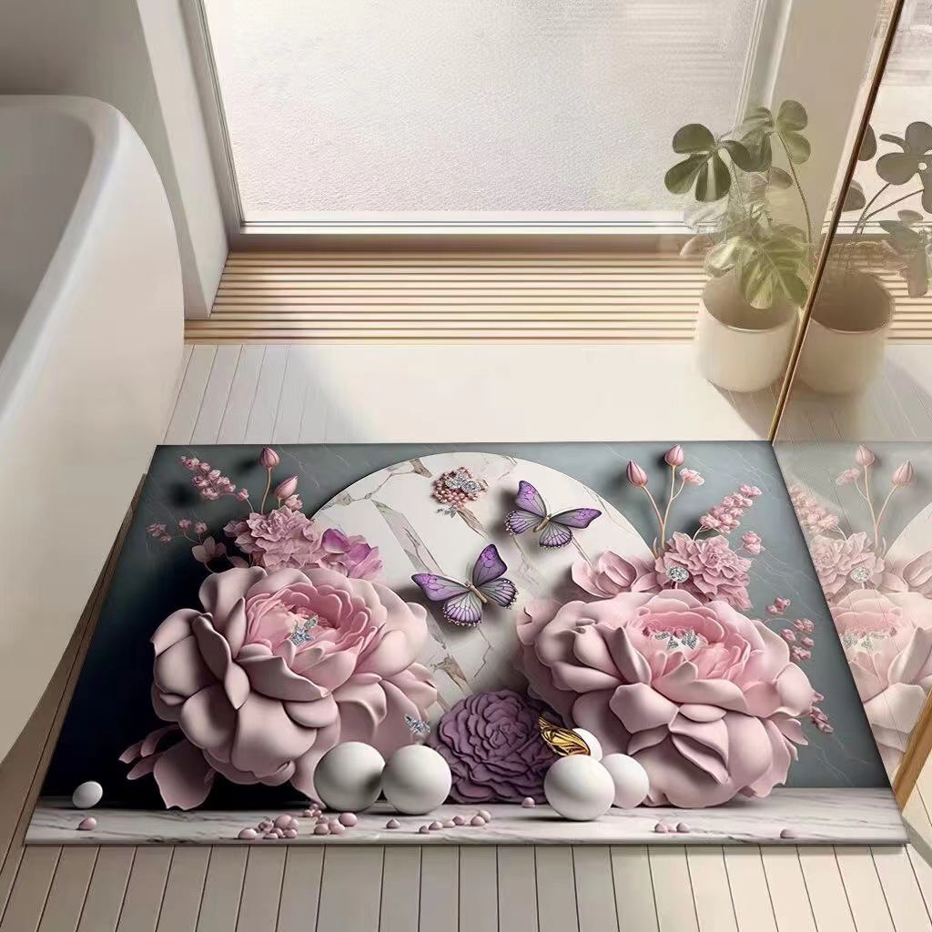 立体花びら咲き誇るアートバスマット