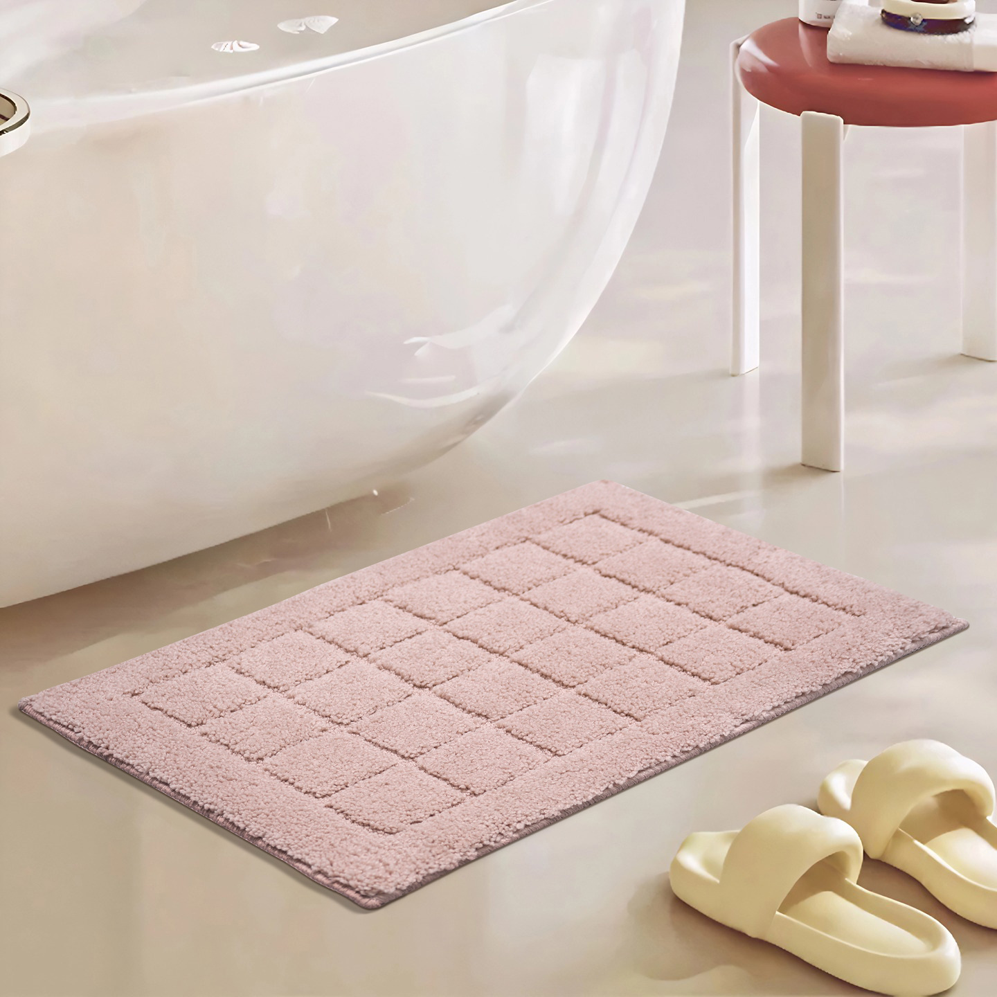 バスマット 格子模様の吸水バスマット