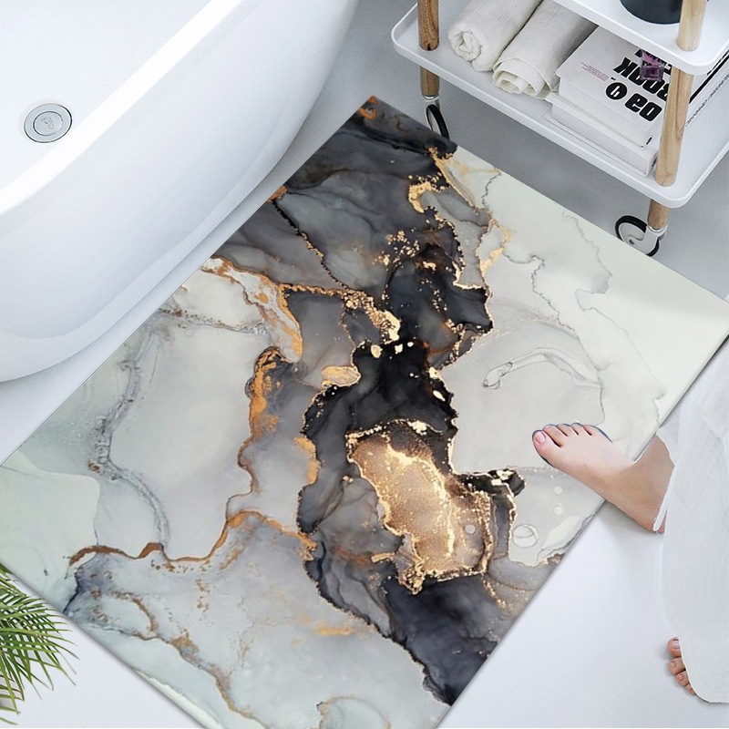 バスマット 大理石風金箔デザイン　珪藻土