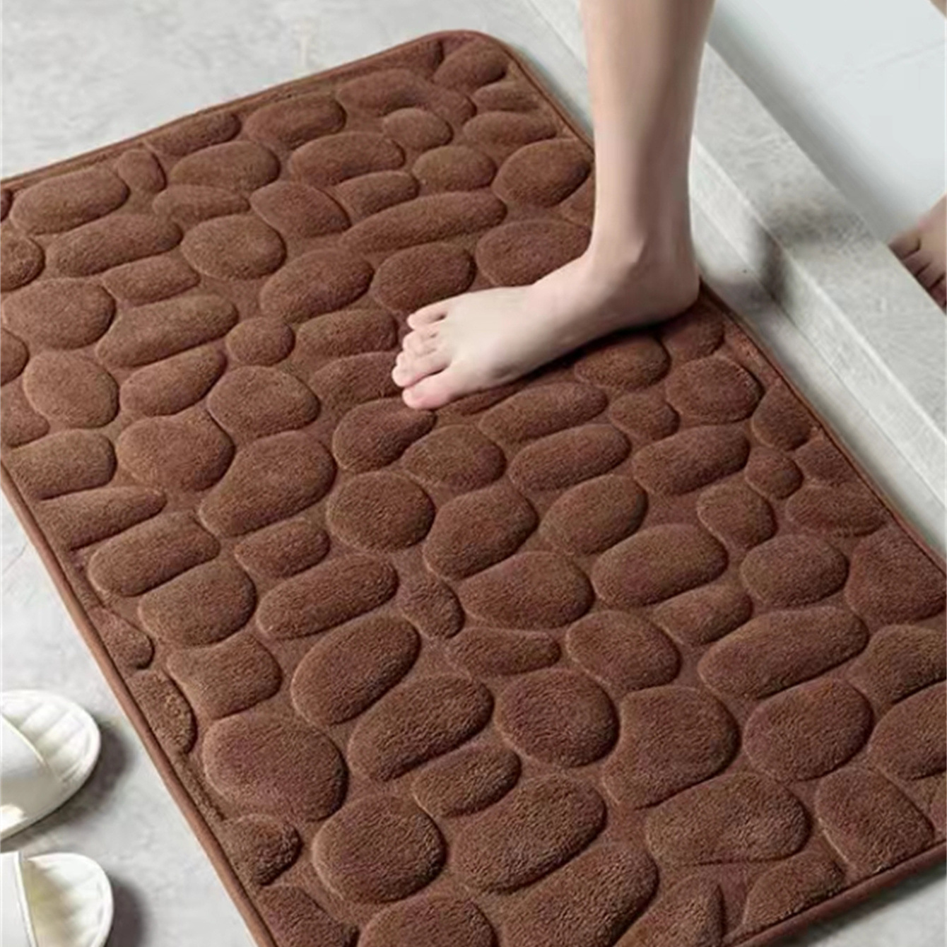 バスマット 立体石畳柄ふかふかバスマット
