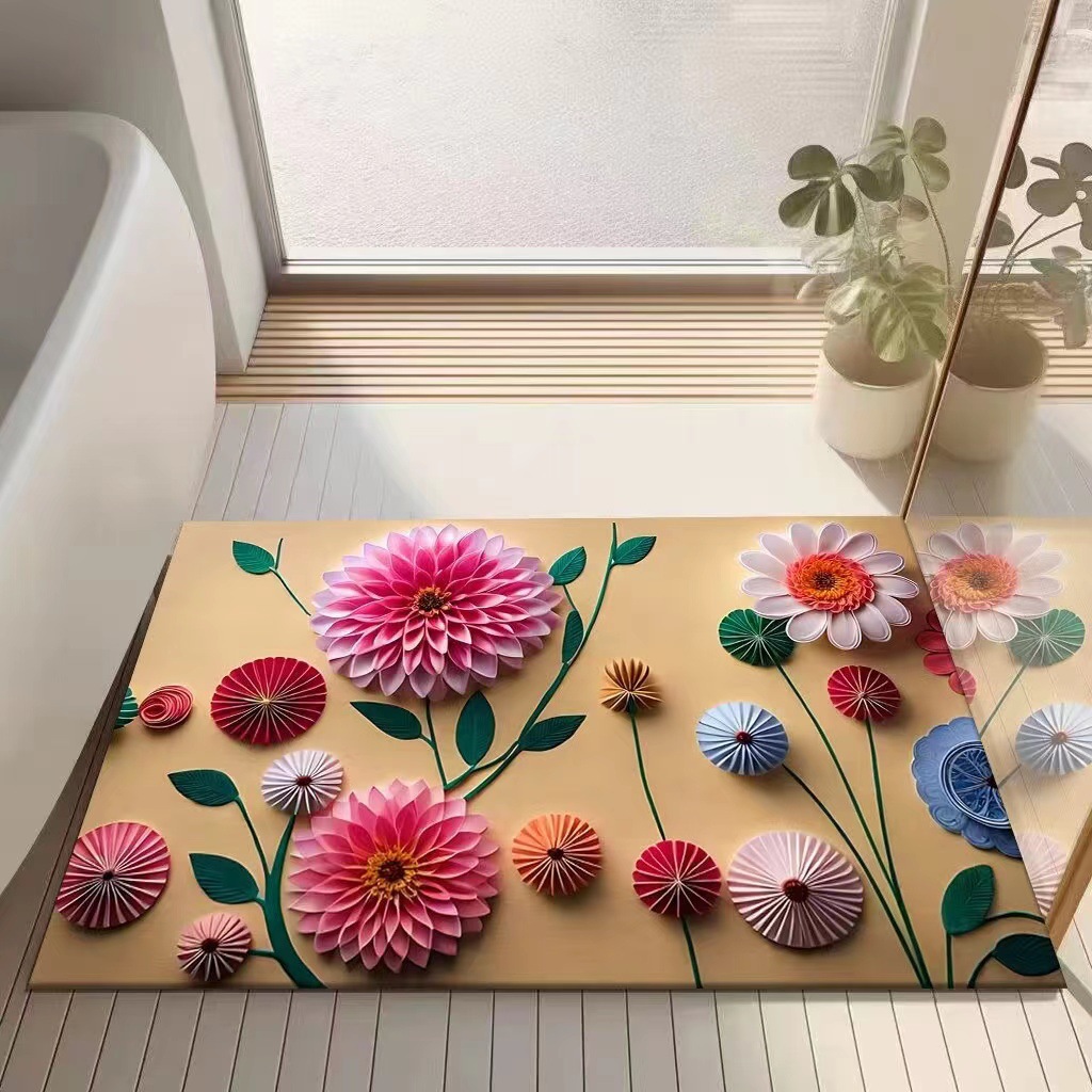 立体花びら咲き誇るアートバスマット