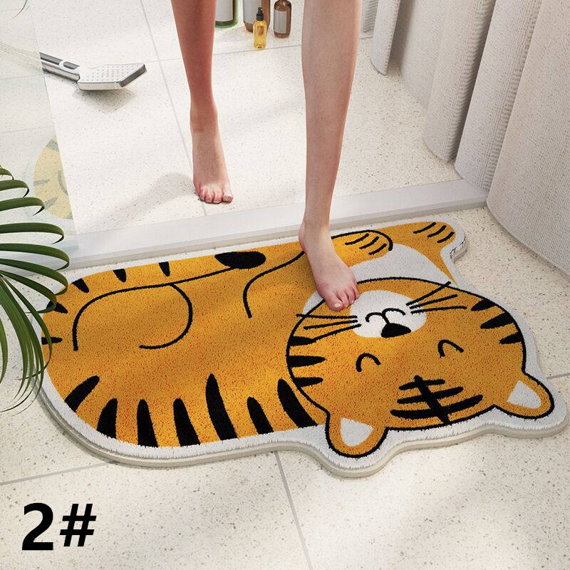 動物柄可愛いバスマット吸水滑り止め付き丸洗い対応