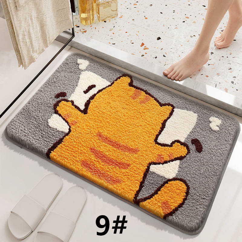 可愛い動物柄バスマット 滑り止め付き 吸水マット 丸洗い対応