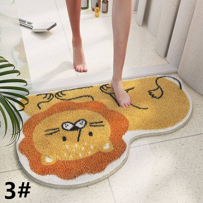 動物柄可愛いバスマット吸水滑り止め付き丸洗い対応