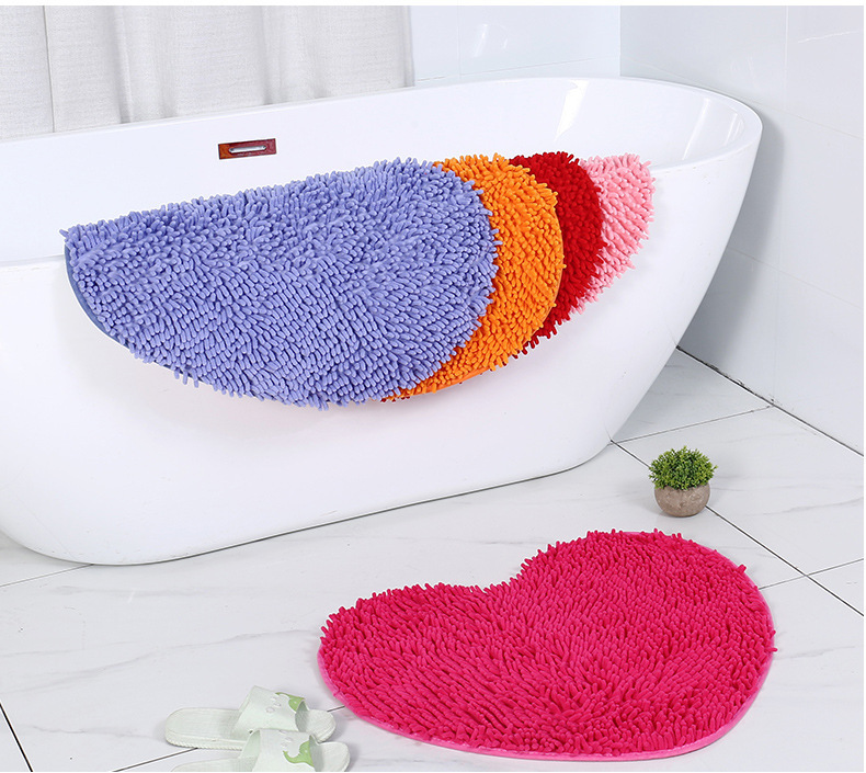 バスマット ハート型もこもこシャギー　タオル地