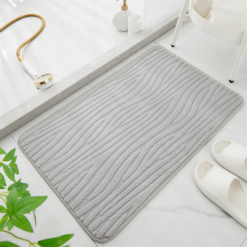 バスマット 立体ストライプ柄　タオル地