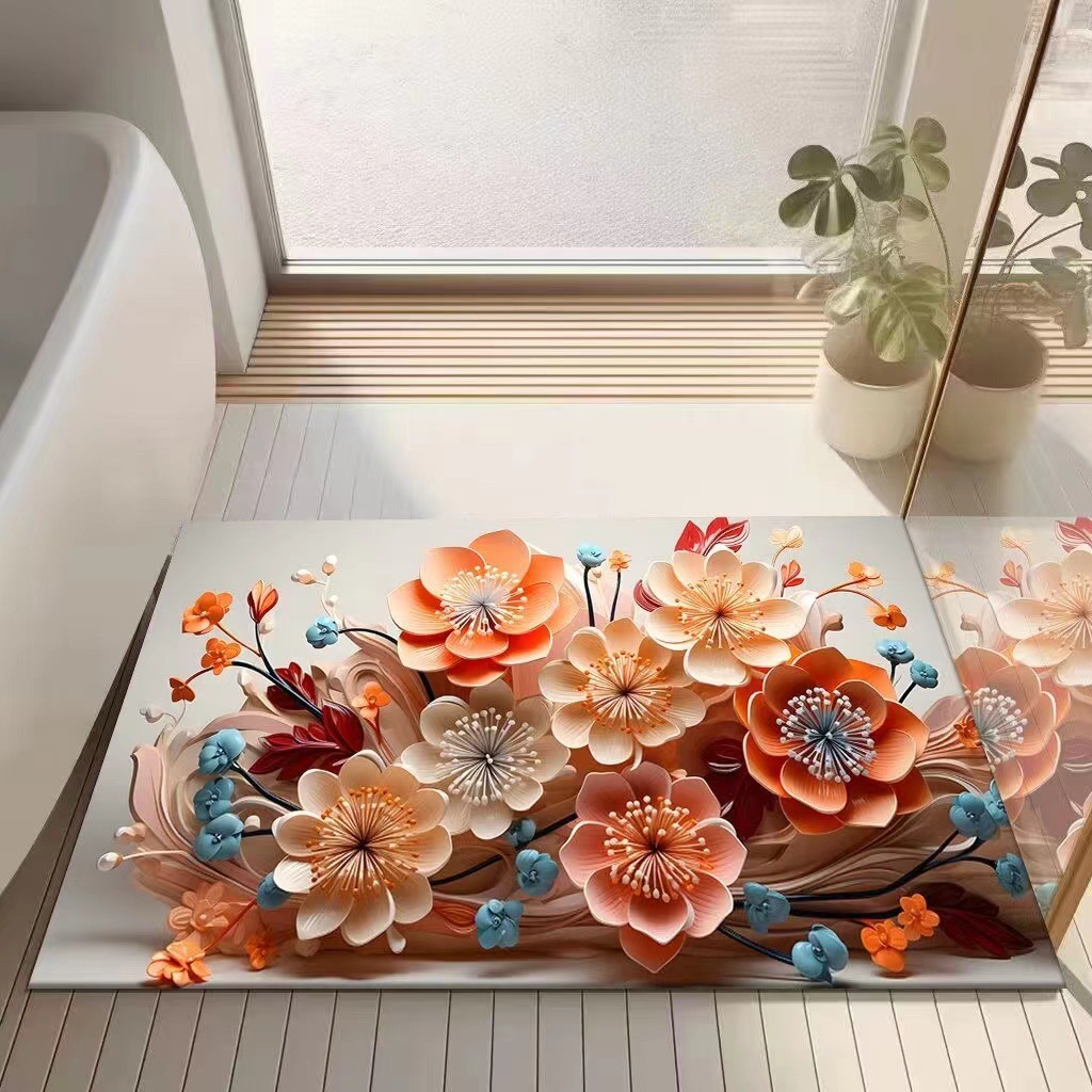立体花びら咲き誇るアートバスマット