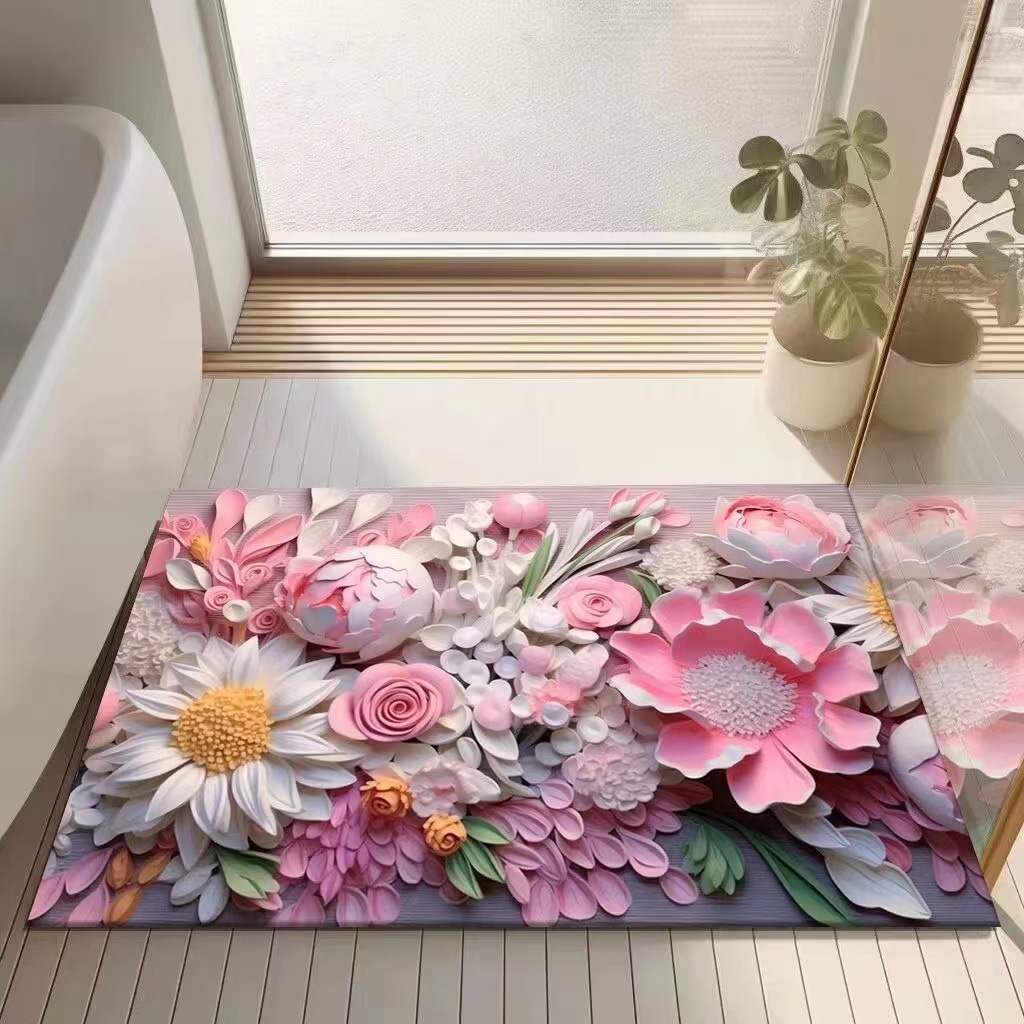 立体花びら咲き誇るアートバスマット
