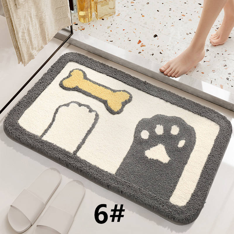 可愛い動物柄バスマット 滑り止め付き 吸水マット 丸洗い対応