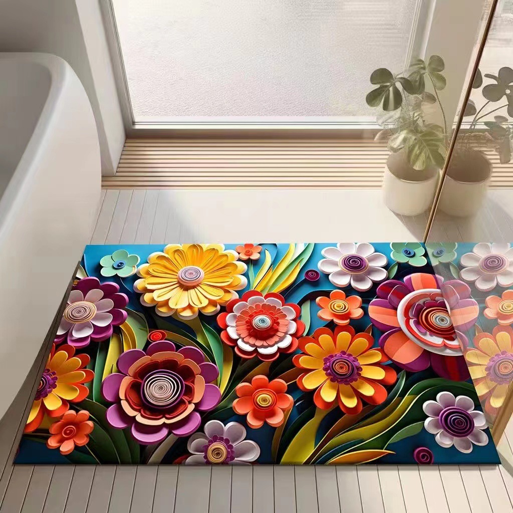 立体花びら咲き誇るアートバスマット