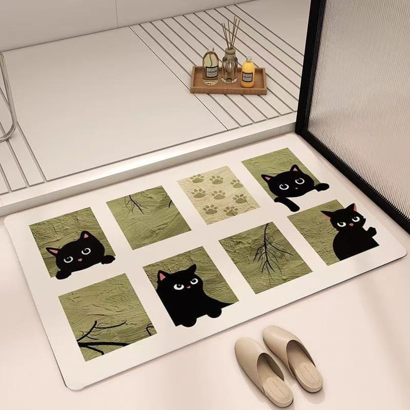 バスマット 猫のひょっこり珪藻土バスマット