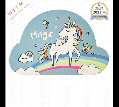 可愛いユニコーン柄バスマット滑り止め付き丸洗い可