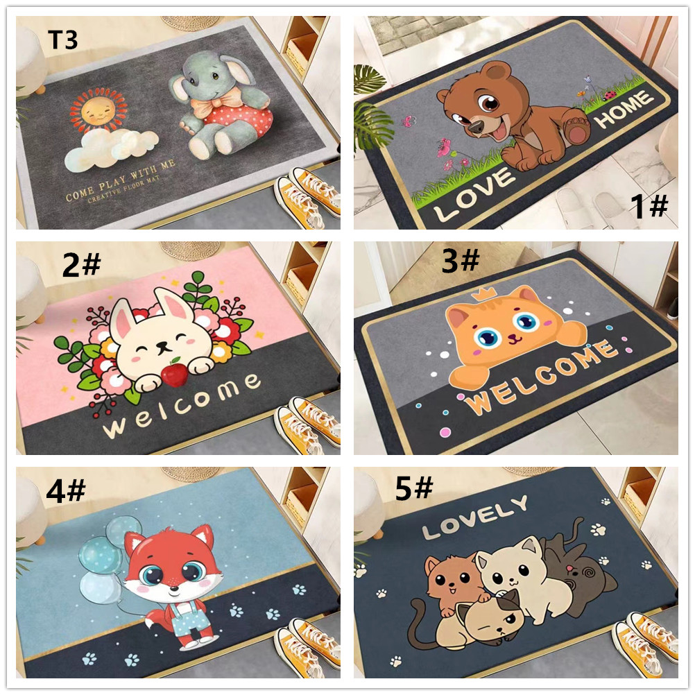 可愛い動物柄バスマット 滑り止め付き 吸水マット