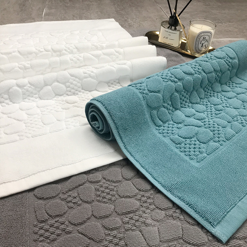 立体織り石畳模様タオル地バスマット