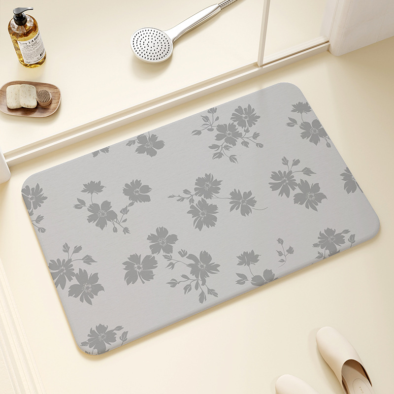 バスマット 花模様の癒し珪藻土マット
