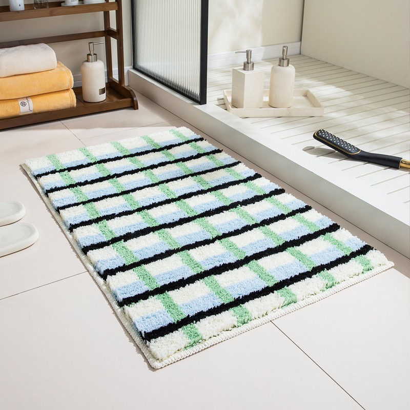 バスマット ふわふわ幾何学模様タオル地足拭きマット