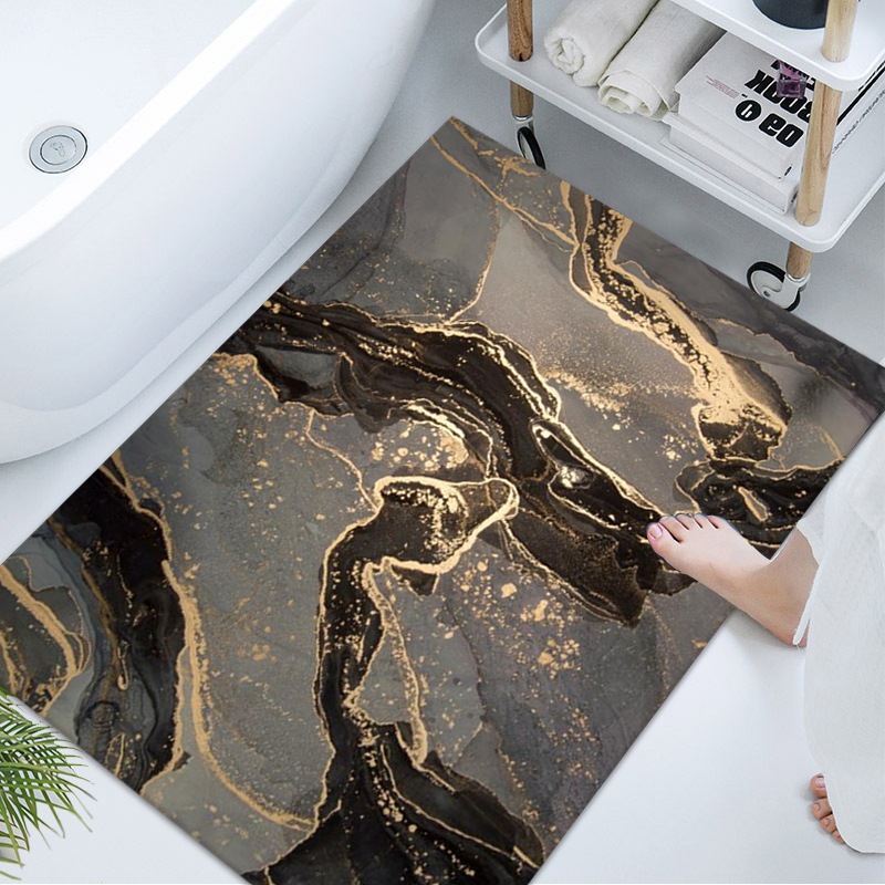 バスマット 大理石風金箔デザイン　珪藻土