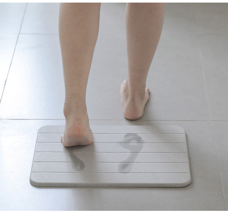 バスマット 速乾珪藻土バスマット横溝デザインスタンド付き