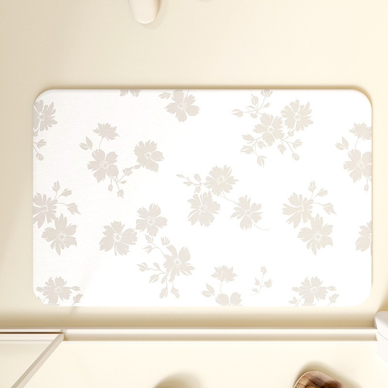 バスマット 花模様の癒し珪藻土マット