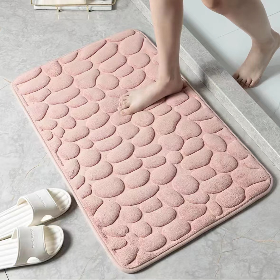 ふわもこ波模様バスマット