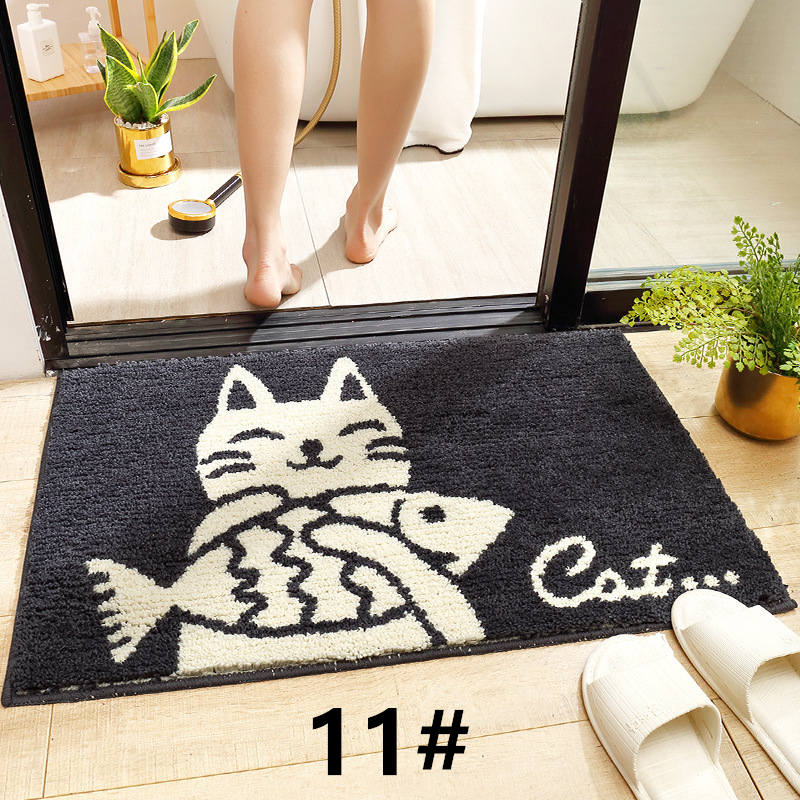 可愛い動物柄バスマット 滑り止め付き 吸水マット 丸洗い対応