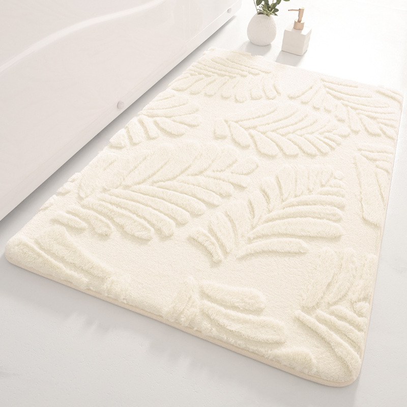 熱帯植物の凹凸デザインバスマット