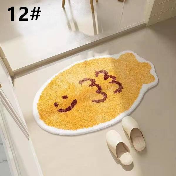 可愛い猫柄吸水バスマット滑り止め付き丸洗い対応
