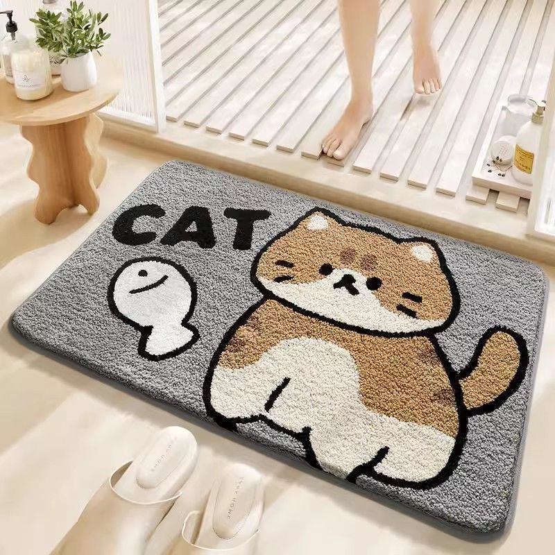 ペット柄ふわもこバスマット