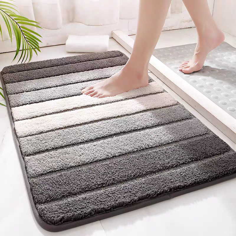 ふわもこ縞模様バスマット