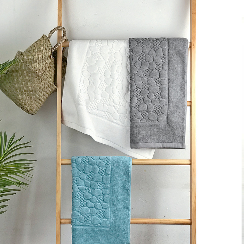 立体織り石畳模様タオル地バスマット